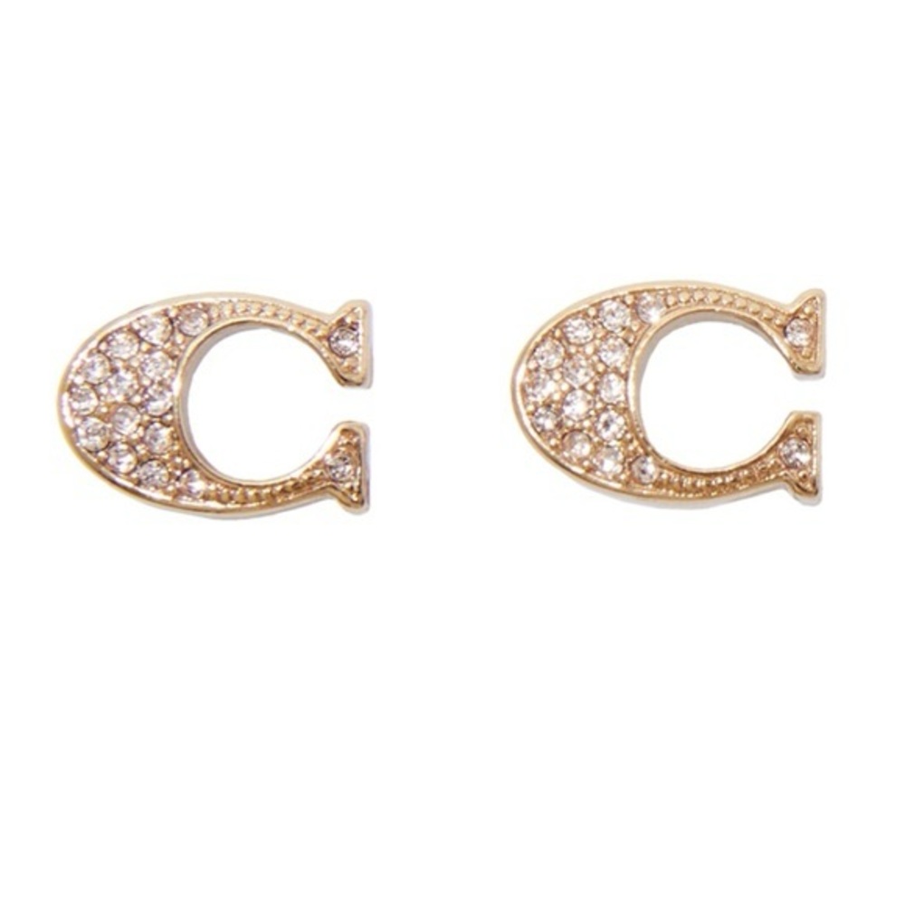 ⭐️⭐️NWT COACH 29824 Signature C Gold Rhinestone Pave Stud ⭐️⭐️ - Picture 2 of 4